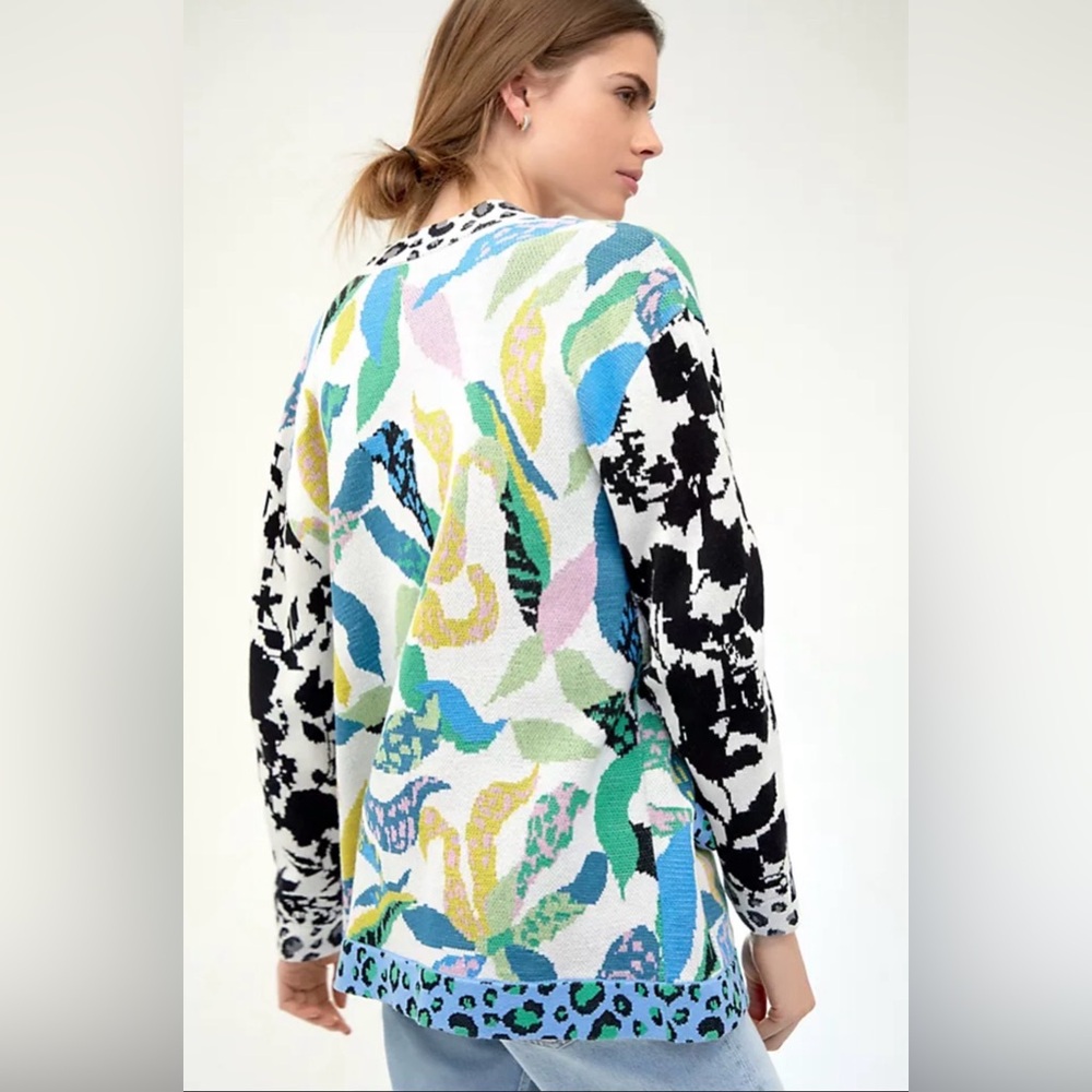 NWOT: Maeve Anthropologie Contrast Cardigan - Picture 2 of 14